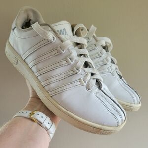K-Swiss Classic VN Varsity Low White Leather Tennis Shoe Sneaker Sz Youth 5 Whit